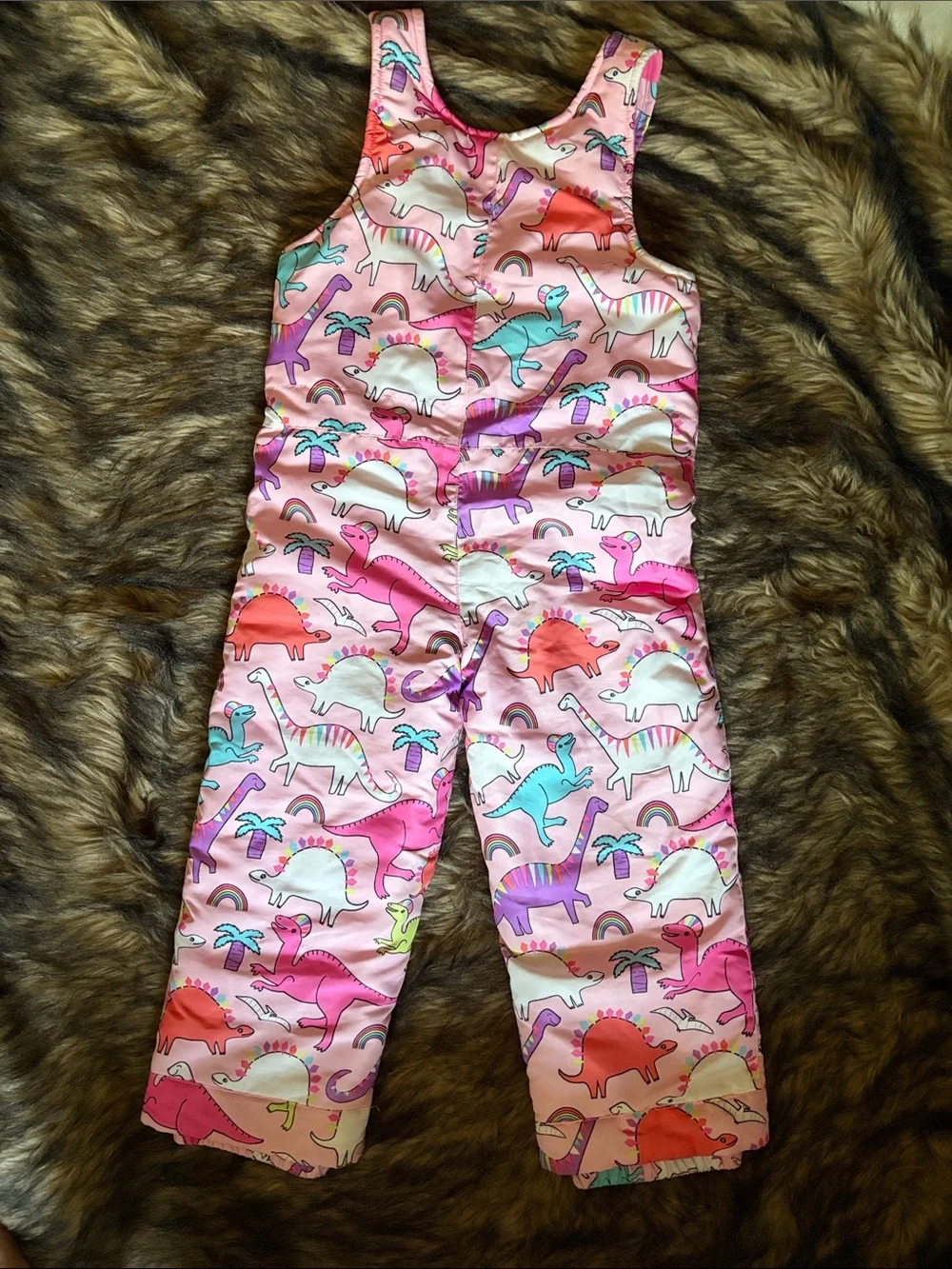 The Children's Place Pink Dinosaur Print Snow Bib Overalls Size 4T